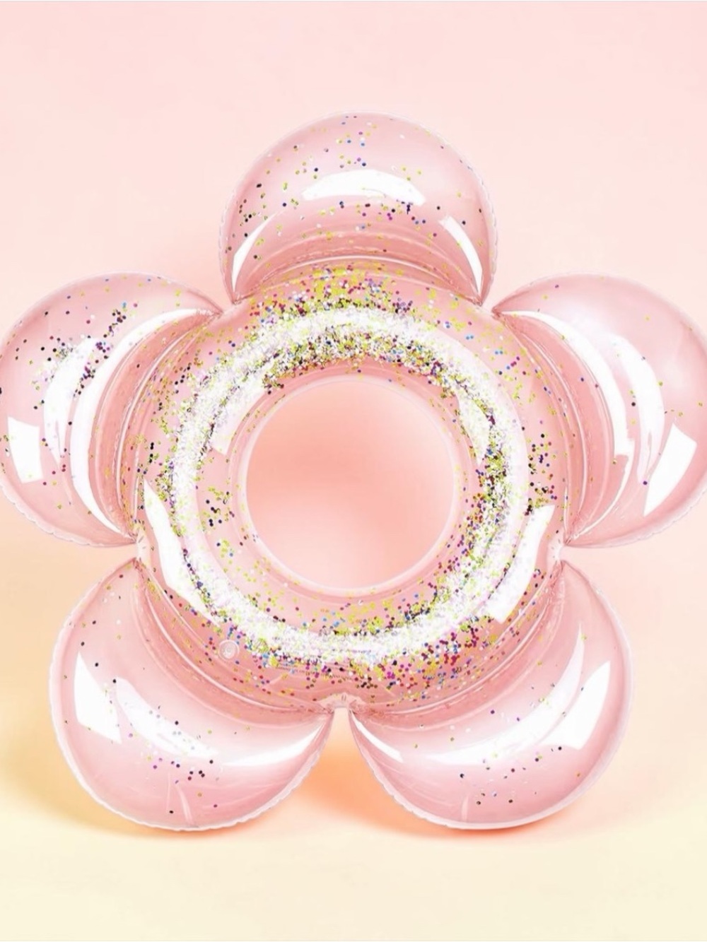 Splash Rose Gold Floral Glitter Pool Ring